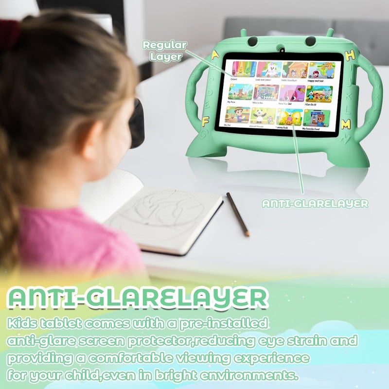 MengDash Kids Tablet 7 inch Android 11 for Toddler, 3GB RAM 32GB ROM Parental Control Dual Camera with Case for Educational (Mint Green) - Image 4